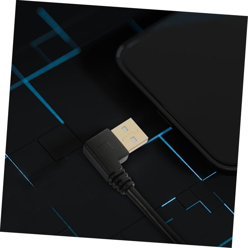 قطعتان من كابل USB صغير أسود بزاوية قائمة للشحن السريع ونقل البيانات - Image 5